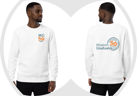 Mission Graduates Unisex Fashion Sweatshirt, Favicon Logo Front Chest with Full Logo Print on Reverse - Available in Three Colors!